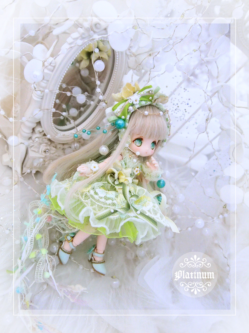 【ぷらちなの杜 Fresh Green Fairy～ミニ×ロング２wayドレスセット～ オビツ11・ピコニーモPサイズ】