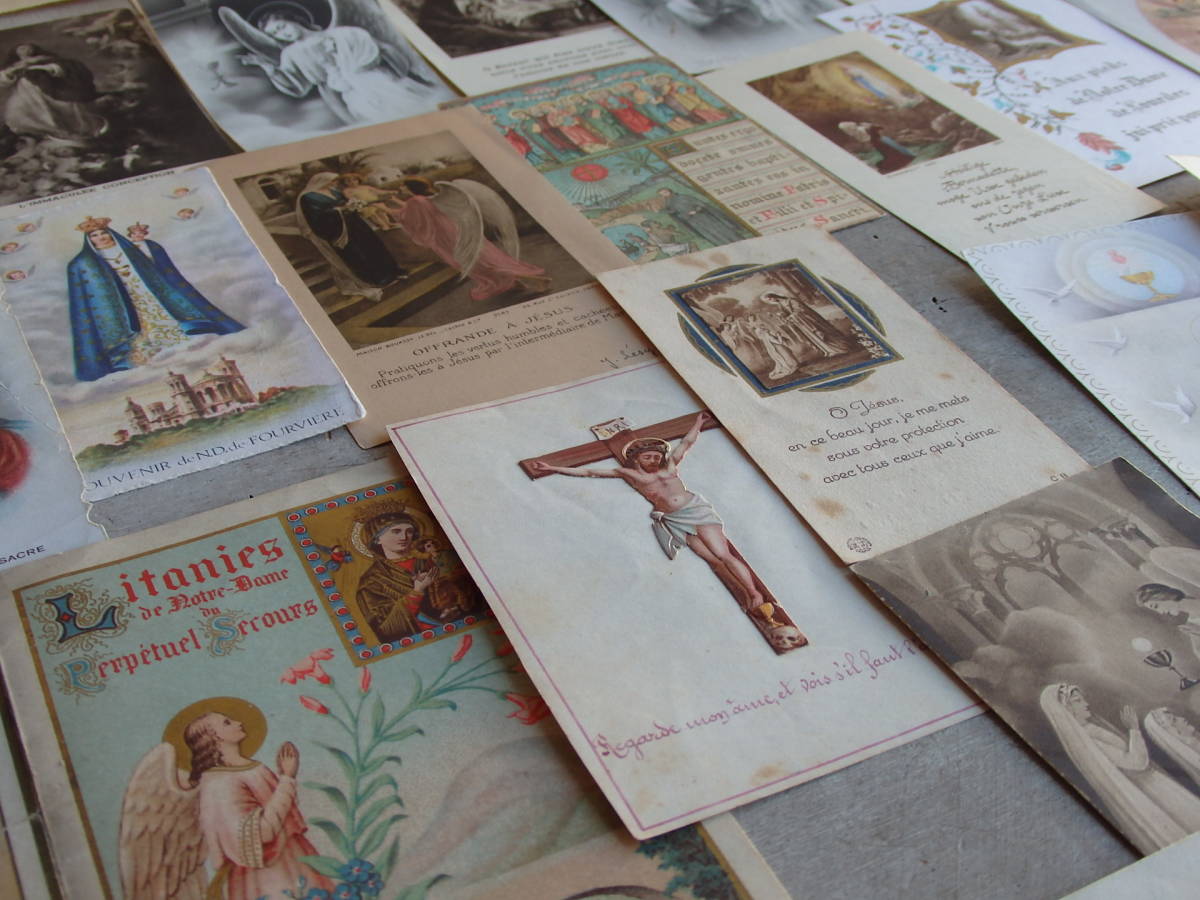 フランスアンティーク ホーリーカード 54枚 マリア 聖母 キリスト 教会 蚤の市 ブロカント 紙もの PARIS　FRANCE_画像6