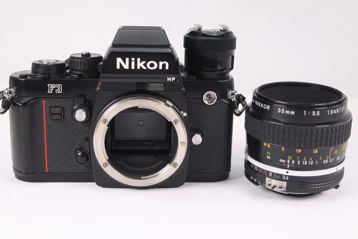 【ジャンク】NIKON ニコン F3 HP ハイアイポイント MICRO NIKKOR 55mm F3.5 単焦点レンズ MF 一眼レフ フィルムカメラ 36561-F_画像1