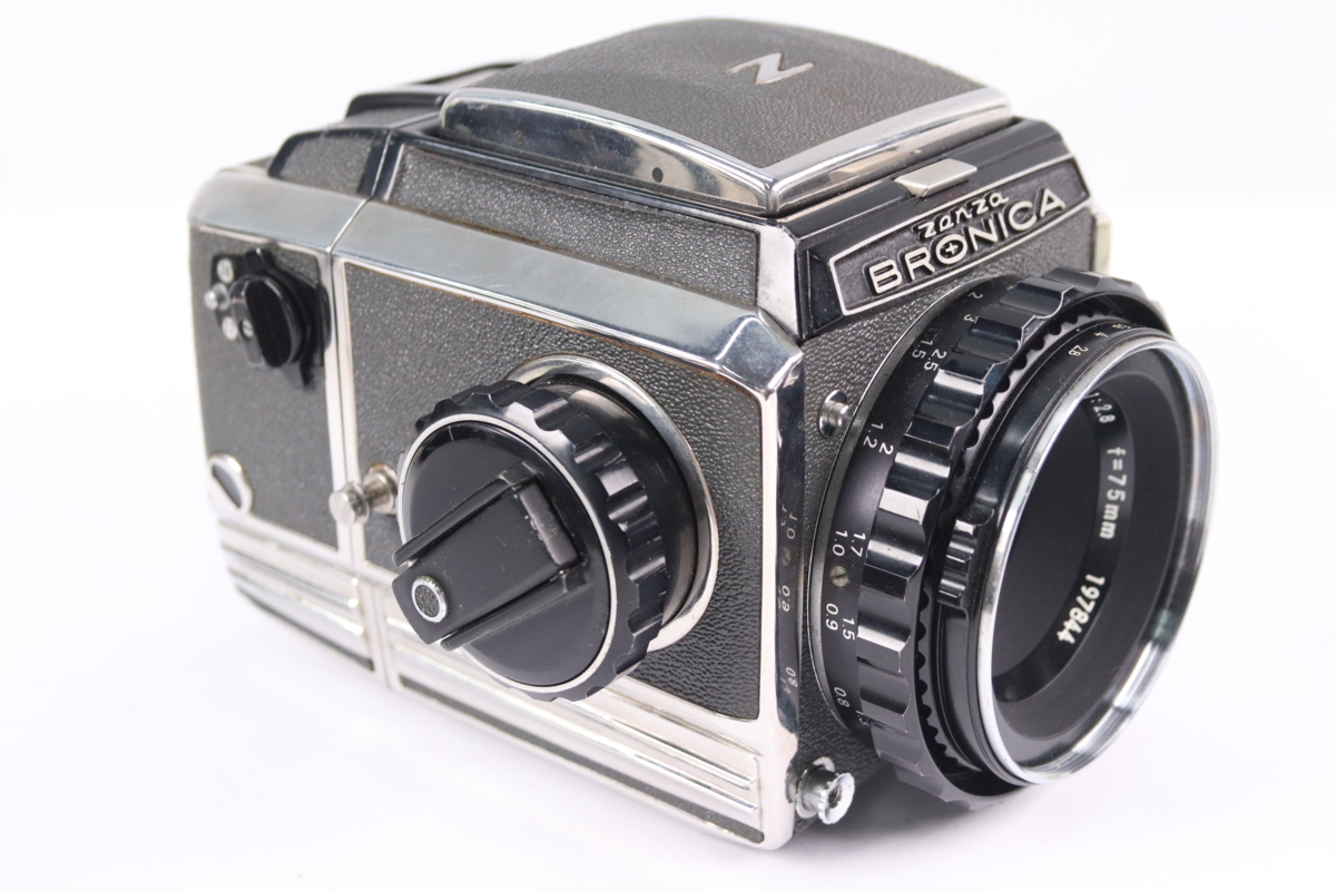 【ジャンク】ZENZA BRONICA S2 後期 NIKKOR-P 75mm F2.8 単焦点レンズ フィルムバック付 中判フィルムカメラ 36627-F_画像2
