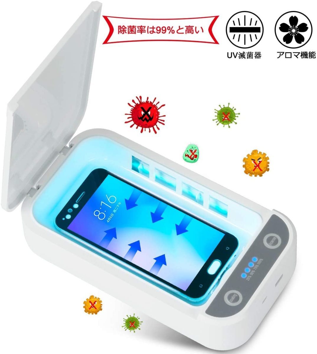 スマホ 除菌ボックス マスク 除菌ケース UV携帯電話除菌器 99%細菌消滅 USB充電機能 直営ストア