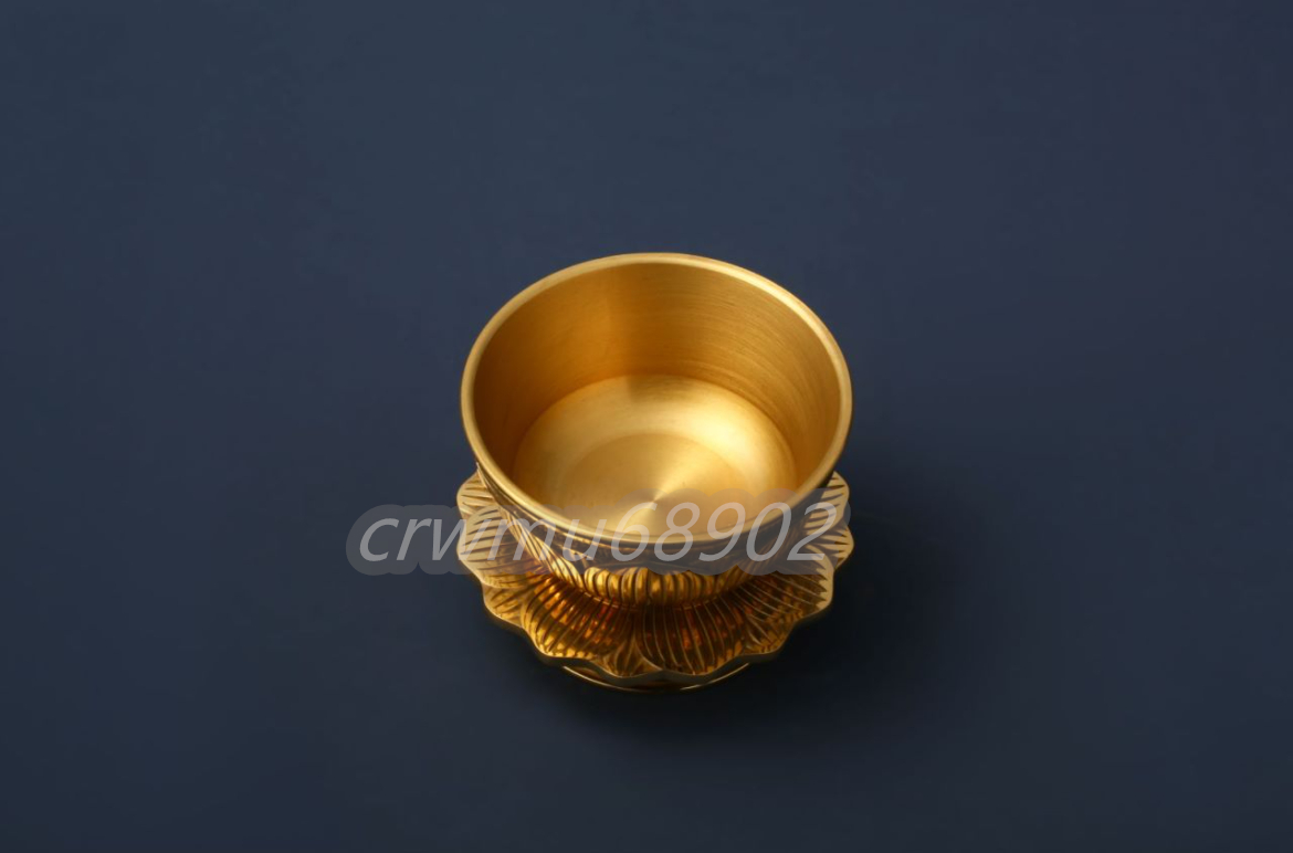 密教法具 蓮華 一面器 前具 六器一組 真鍮製 仏壇、仏具 密教法具 蓮華 一面器 前具 六器一組 真鍮製 仏壇、仏具