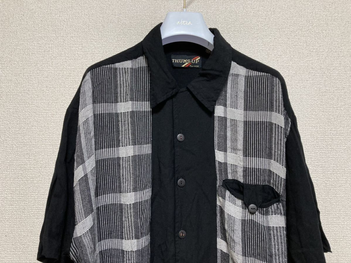 90's USAヴィンテージ レーヨンオープンカラーシャツ THUMS-UP レーヨンシャツ デザインシャツ 半袖シャツ チェック_画像3