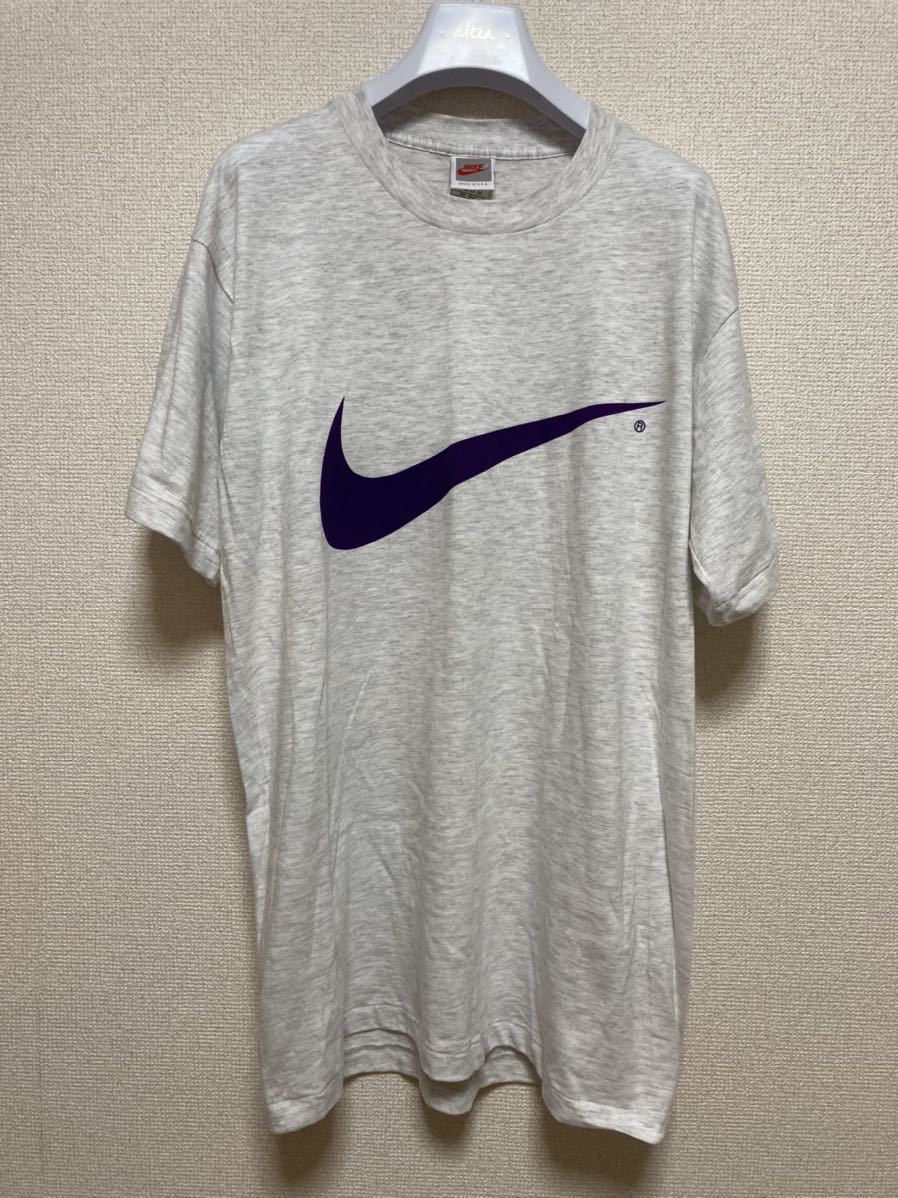 90's NIKE ナイキ 半袖Tシャツ USAヴィンテージ 90's 銀タグ ロゴTシャツ USA製 プリントTシャツ M グレー 霜降り杢グレー_画像1