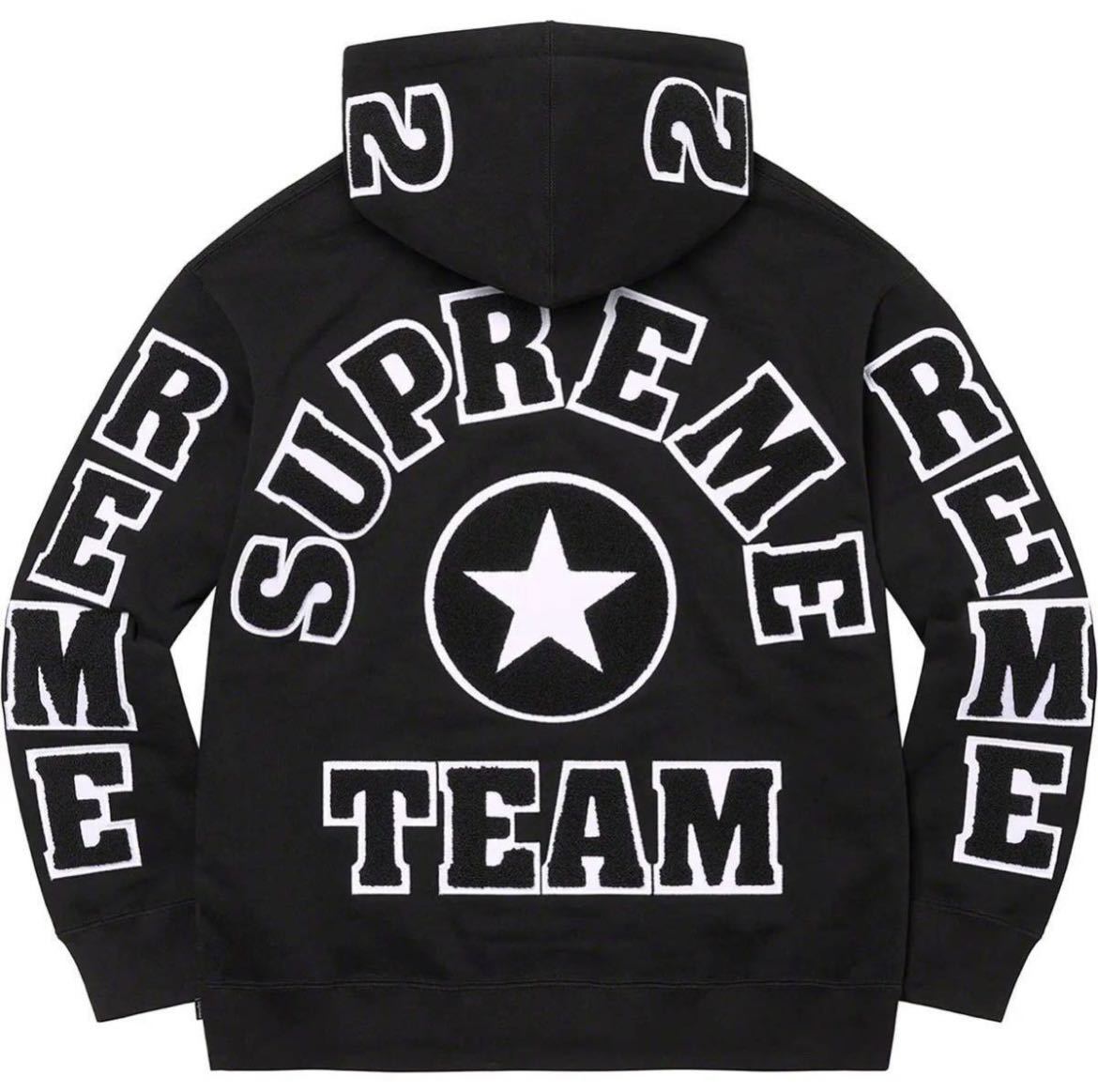 新品未開封Supreme 22SS Supreme Team Chenille Hooded Sweatshirt シュプリーム チーム シェニール フーディー スウェット パーカー 黒_画像1