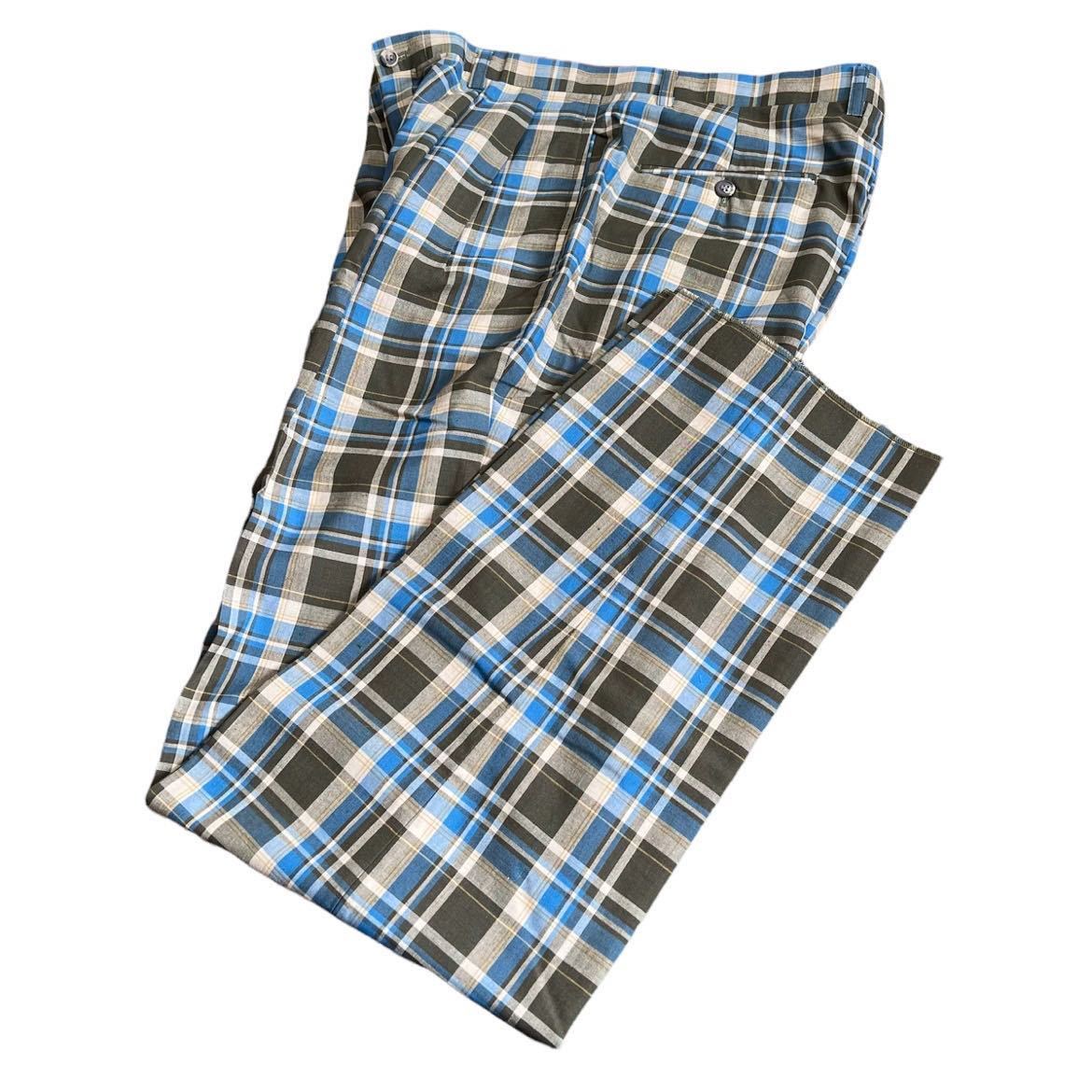 ビンテージ 90s【チェックパンツ】W88 くすみ黄緑 ゆったりめ ビンテージ 90s【チェックパンツ】W88 くすみ黄緑 ゆったりめ