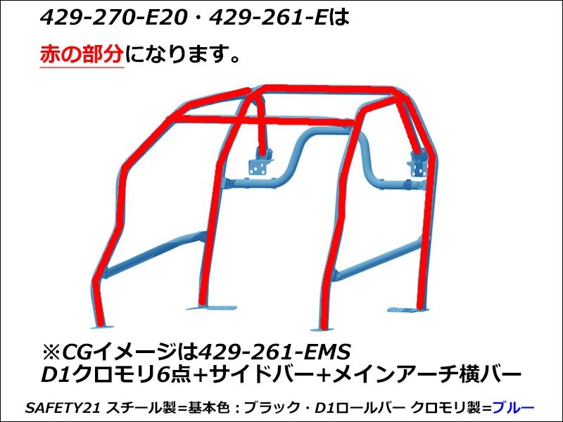 [CUSCO]ND5RC ロードスター用D1 ロールバー(6点式_2名乗車_ダッシュ逃げ)【429 261 E】(個人宅配送不可)_画像2