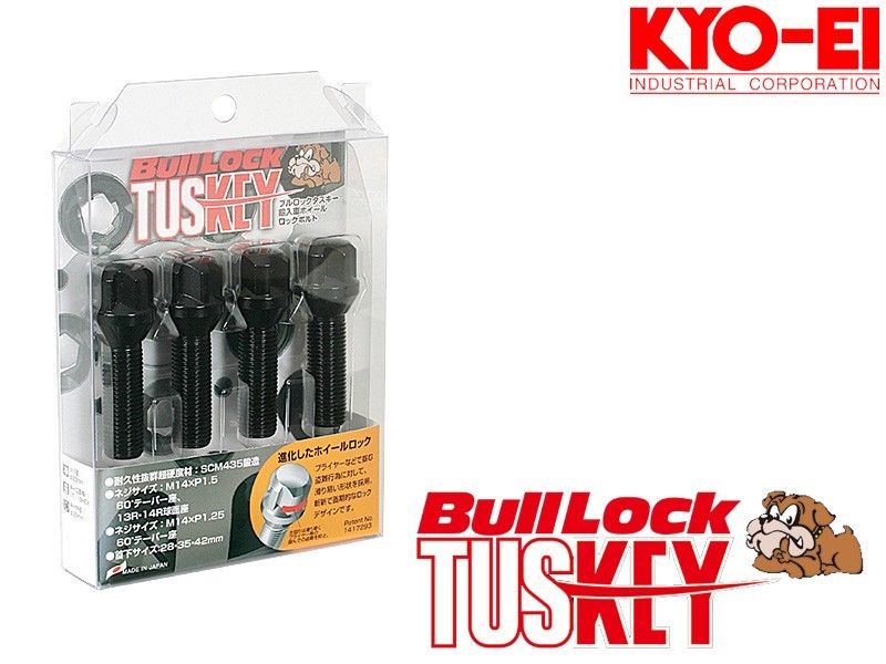 [KYO-EI_Bull Lock]ブルロック タスキーロックボルト M14×P1.25_60°_首下42mm_ブラック/4個入【T635B-42】_画像1