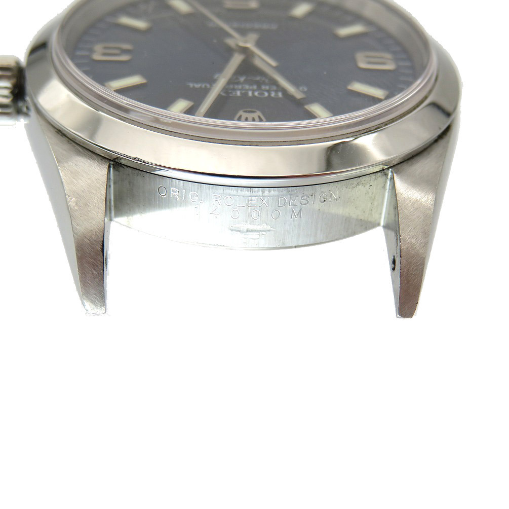 美品 ロレックス エアキング 14000M 保証書付 自動巻き 腕時計 SS ブルー 青文字盤 0003 ROLEX メンズ