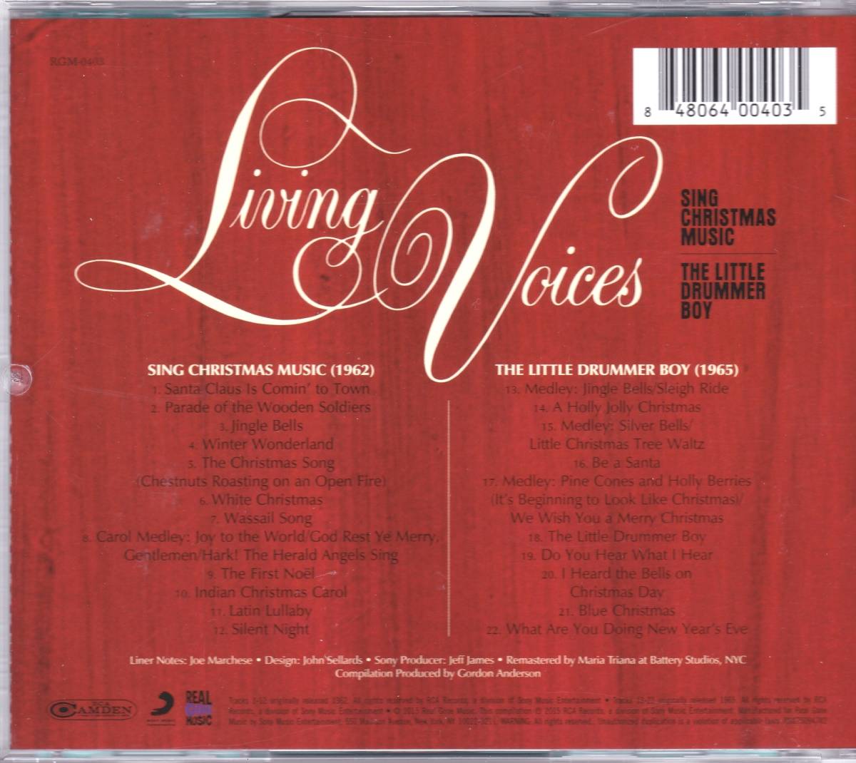 ☆LIVING VOICES(リヴィング・ヴォイセズ)/Sing Christmas Music＆The Little Drummer Boy『62年＆65年のAnita Kerr参加の超大名盤２in１』_画像2