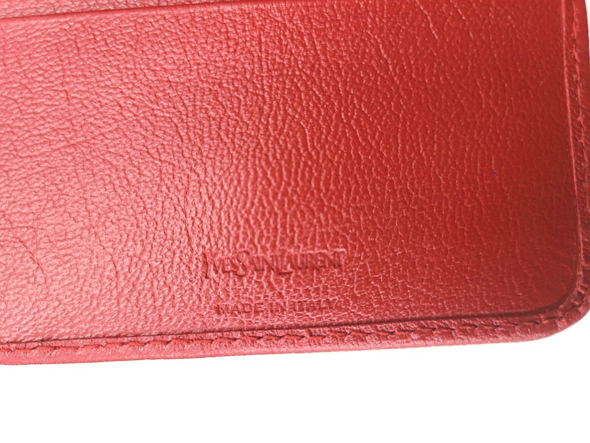 新品未使用○SAINT LAURENTサンローラン○二つ折り財布○赤レッド○ysl