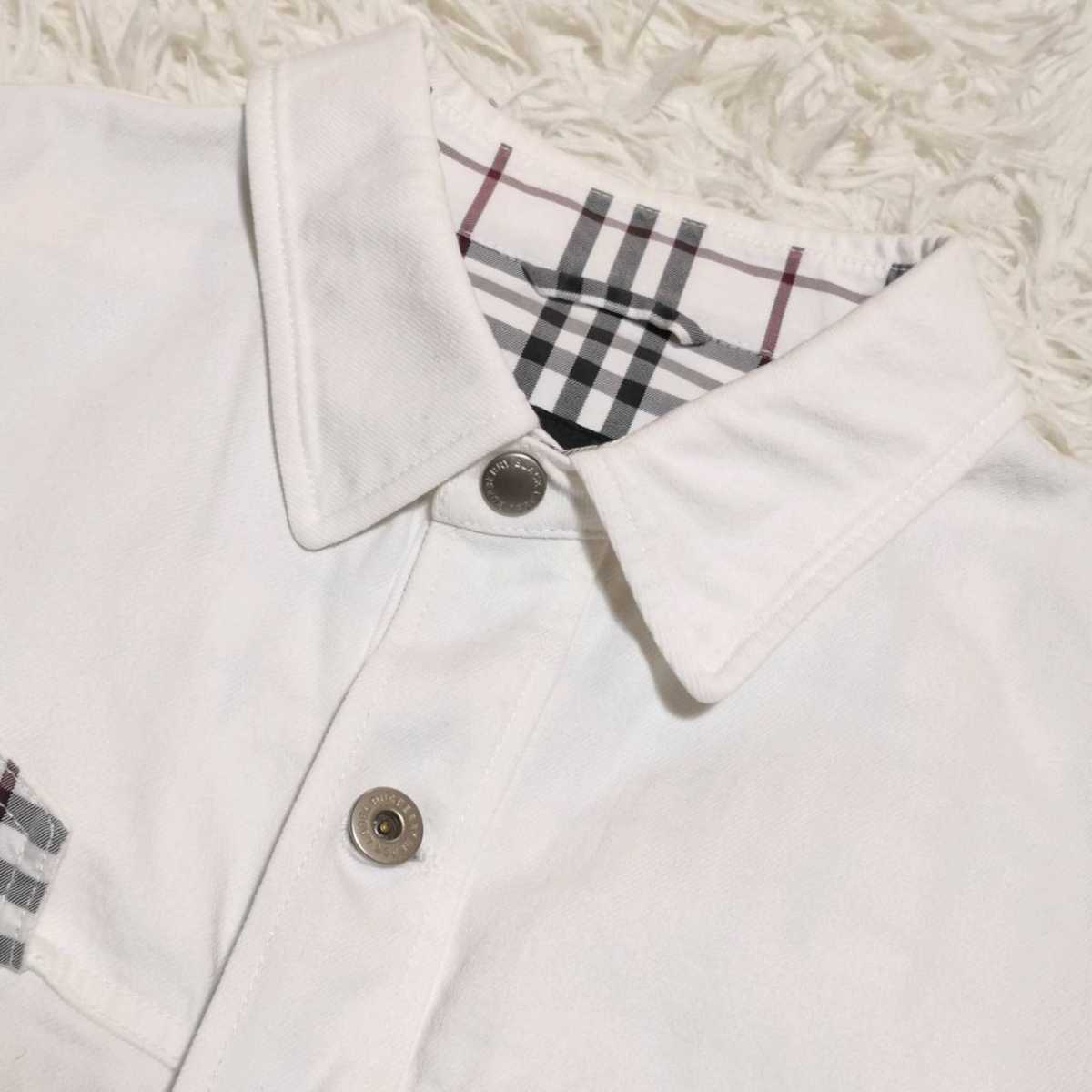 希少L 未使用級 BURBERRY BLACK LABEL バーバリーブラックレーベル デニムジャケット Gジャン ホワイト ノバチェック 裏地 春 銀ボタン 純正クオリティ バーバリーブラックレーベル Gジャン ノバチェック ホワイト デニムジャケット Gジャン/デニムジャケット