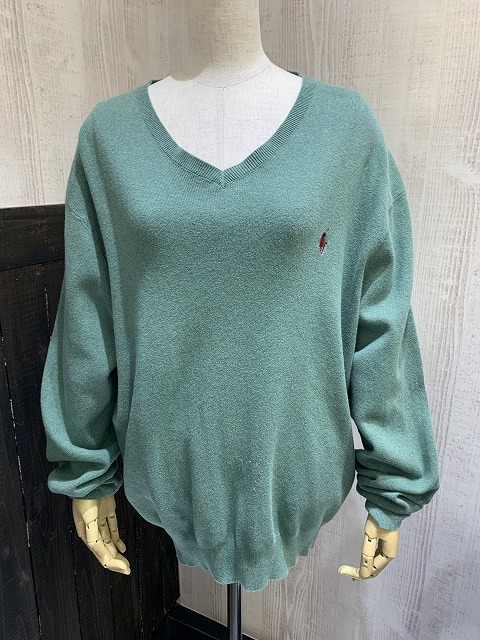 Polo Ralph Lauren アメリカンビンテージ ガゼット コットン ニット 龍角散「セクハラ社長 【ビッグ】【日本製】ポロラルフローレン☆刺繍ロゴニット セーター ニット/セーター