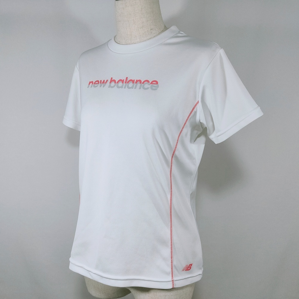 ニューバランス New Balance Tシャツ スポーツトップス ロゴ プリント ステッチ 半袖 M 白 ホワイト レディース /AY