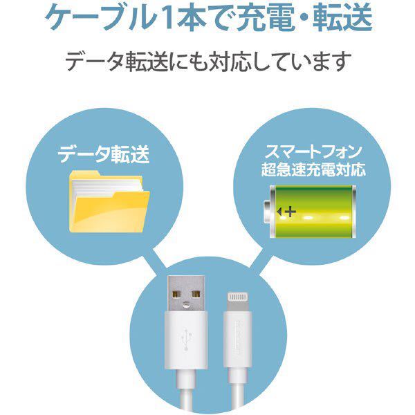 エレコム ELECOM MPA-MUAL10WH [まとまるLightningケーブル MFi認証 超急速 形状記憶加工 抗菌 1.0m ホワイト] 　未使用品　《送料無料》