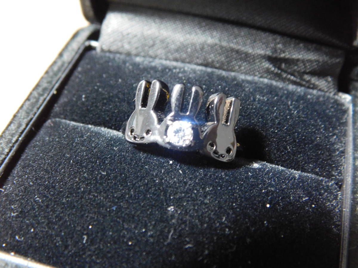 ウサギ3連リング 黒 11号 新品 CUNE アクセサリー リング アクセサリー