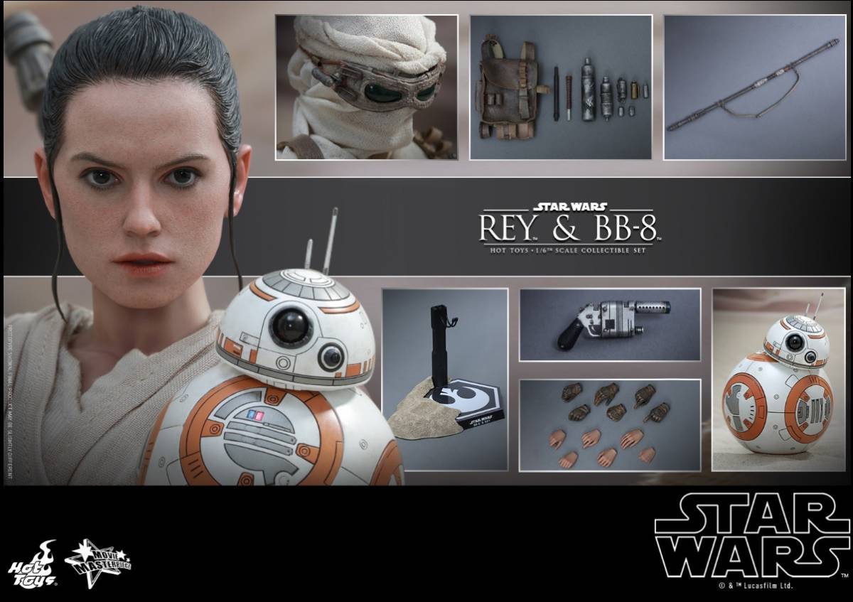 ★ラスト1個!! ★8年前2016年絶版/新品未開封★Hottoys 1/6 REY ＆ BB-8 EP7 フォースの覚醒★