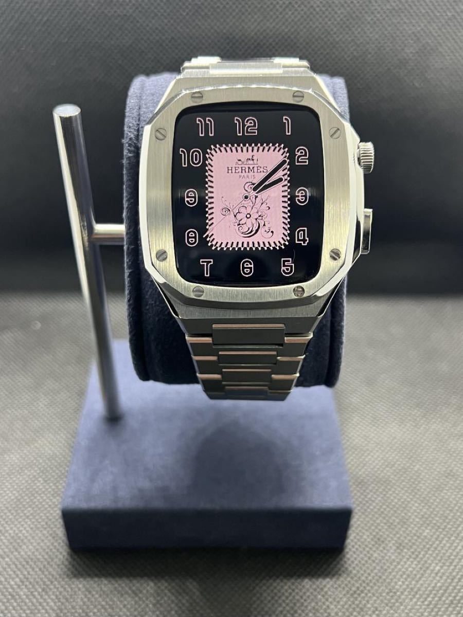 超人気の 44mm apple watch メタルベルト ステンレス製ケース バンド38/40/41mm カスタム 金属 アップルウォッチ Apple  高級 交換 Watchアップルウォッチ 銀