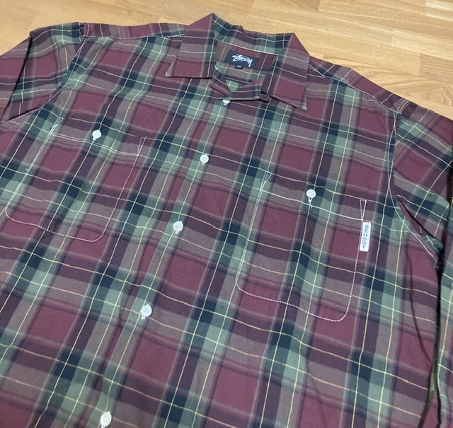 deadstock!80's VINTAGE USA製 OLD stussy 開襟 長袖 チェックシャツ