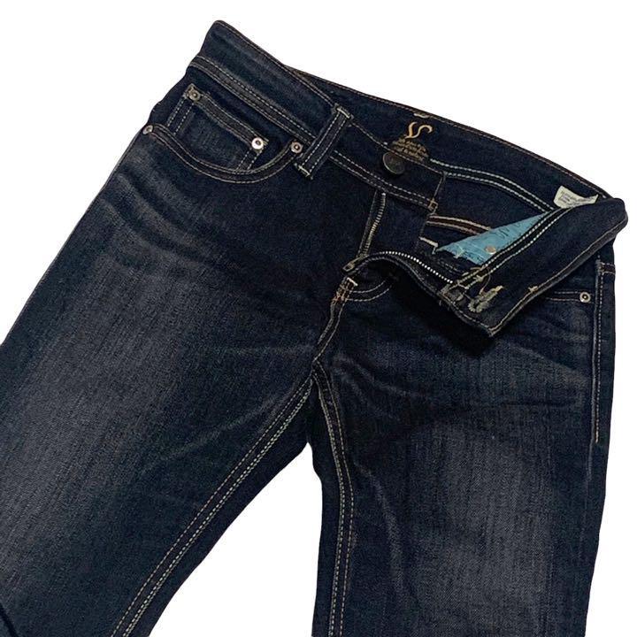 SOMETHING サムシング Vienus Jean 濃紺 ストレッチ W26 ウエスト64cm Ｓサイズ used加工 レディース ジーンズ デニム M1030