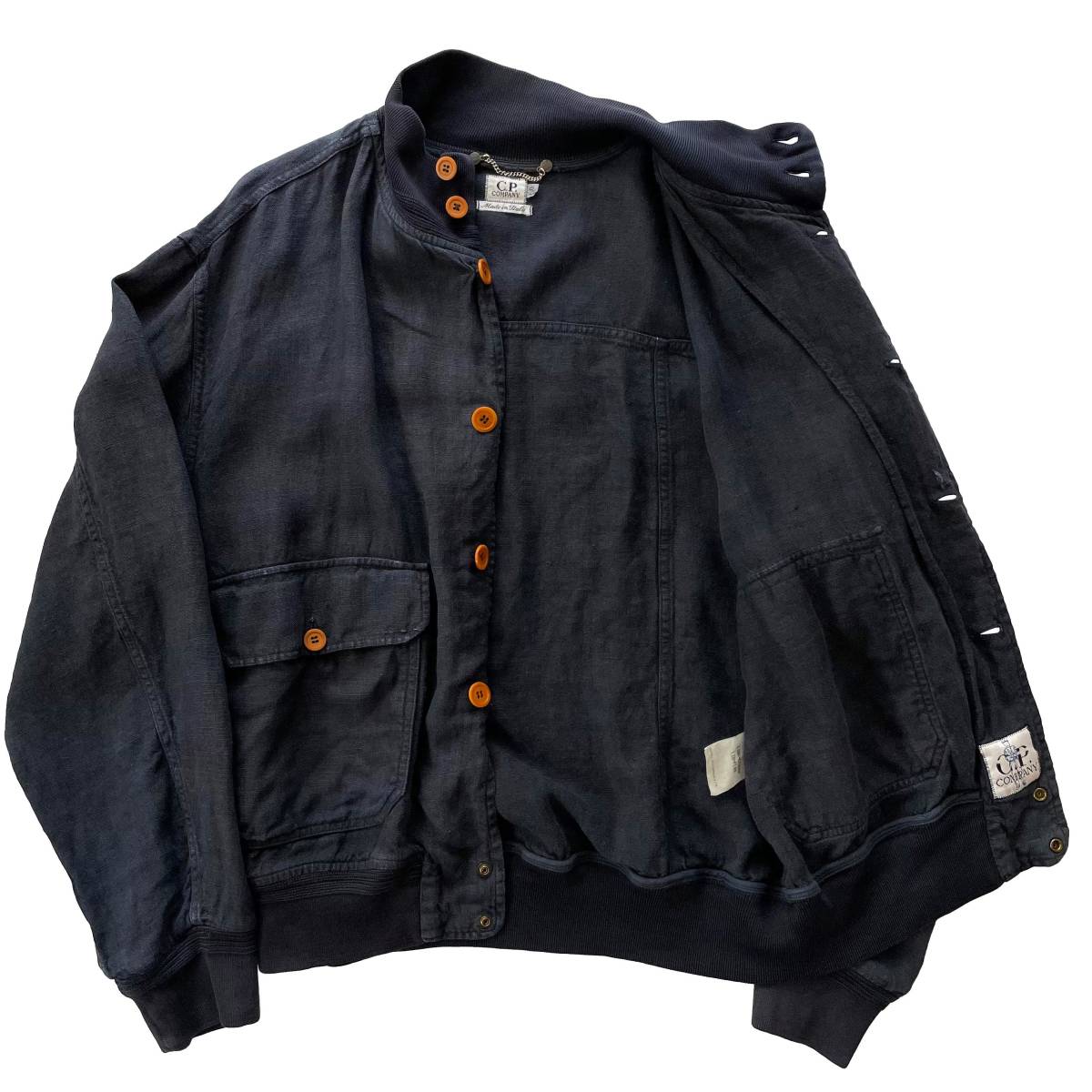 【Vintage】C.P.COMPANY リネンブルゾン 50 Navy CPカンパニー Romeo Gigli ロメオ・ジリ STONE ISLAND ストーンアイランド MADE IN ITALY_画像2