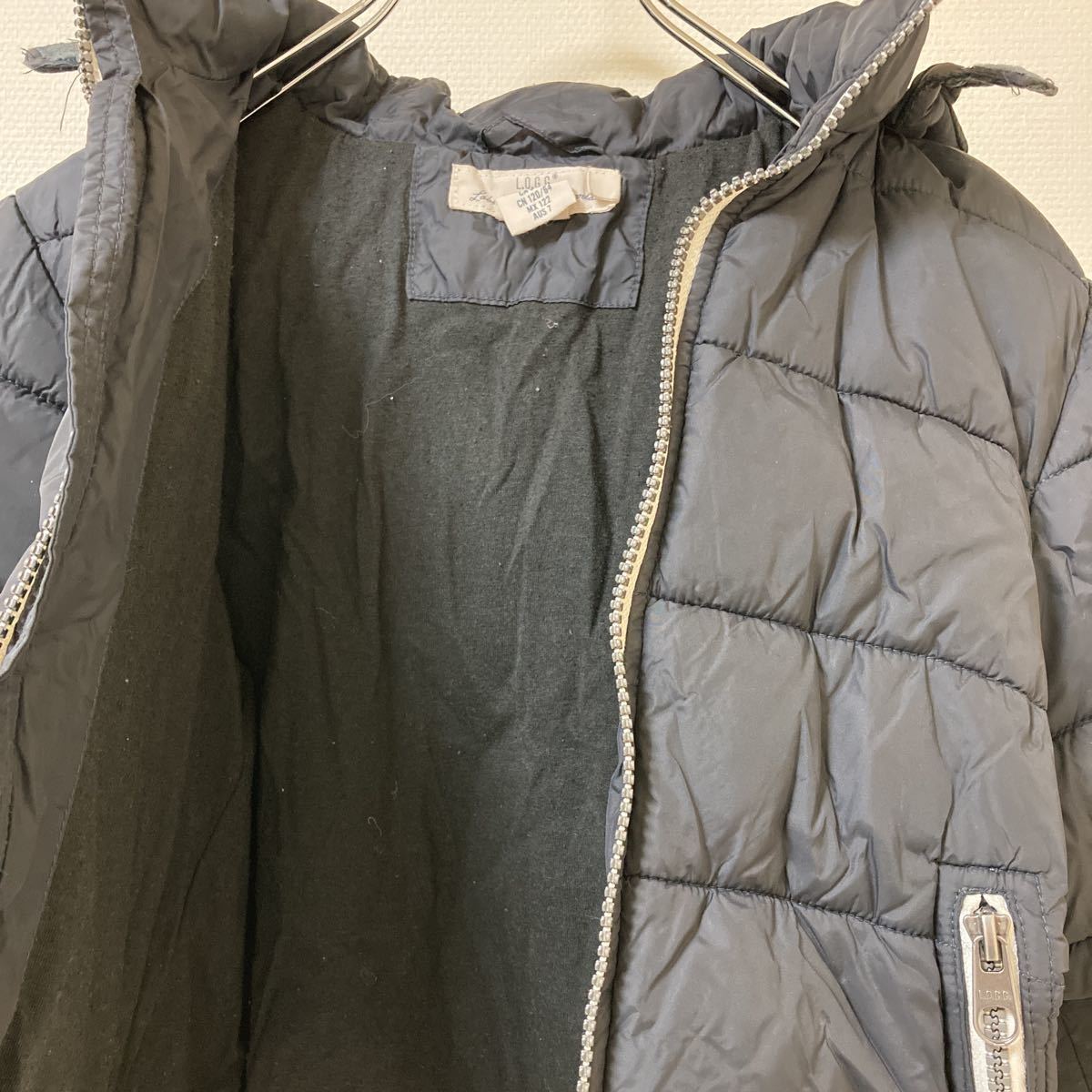  Kids man H&M down jacket outer 120 black jumper snowsuit simple hood equipped removed possible outer garment 