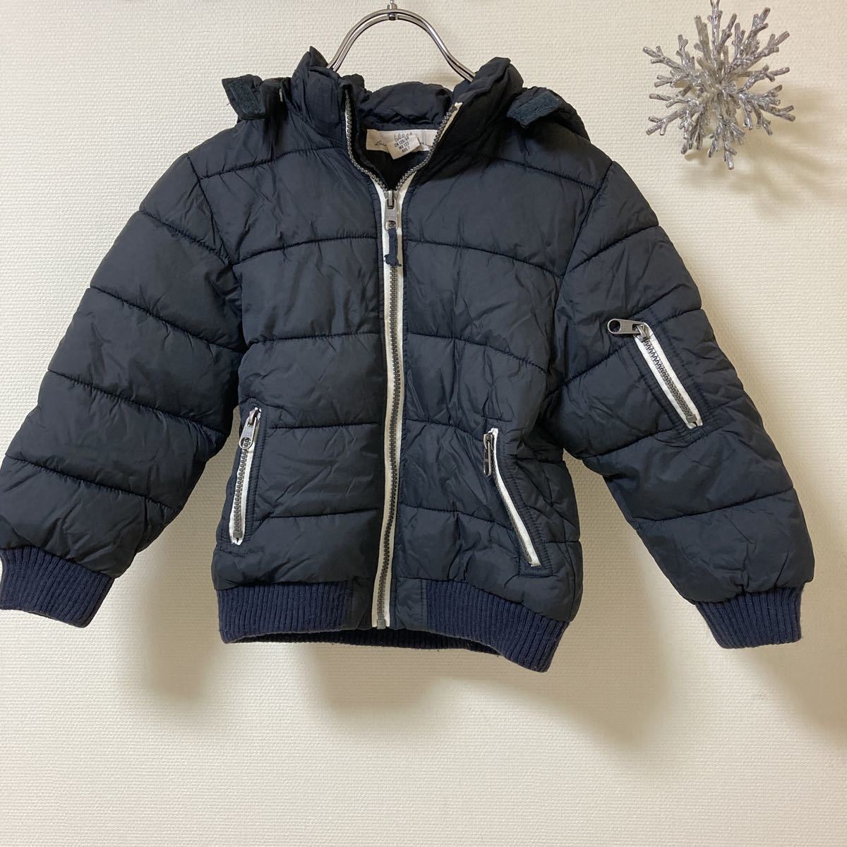  Kids man H&M down jacket outer 120 black jumper snowsuit simple hood equipped removed possible outer garment 