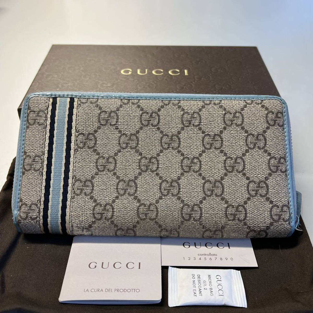 未使用に近い！ グッチ GUCCI 財布 長財布 GGスプリーム ラウンド