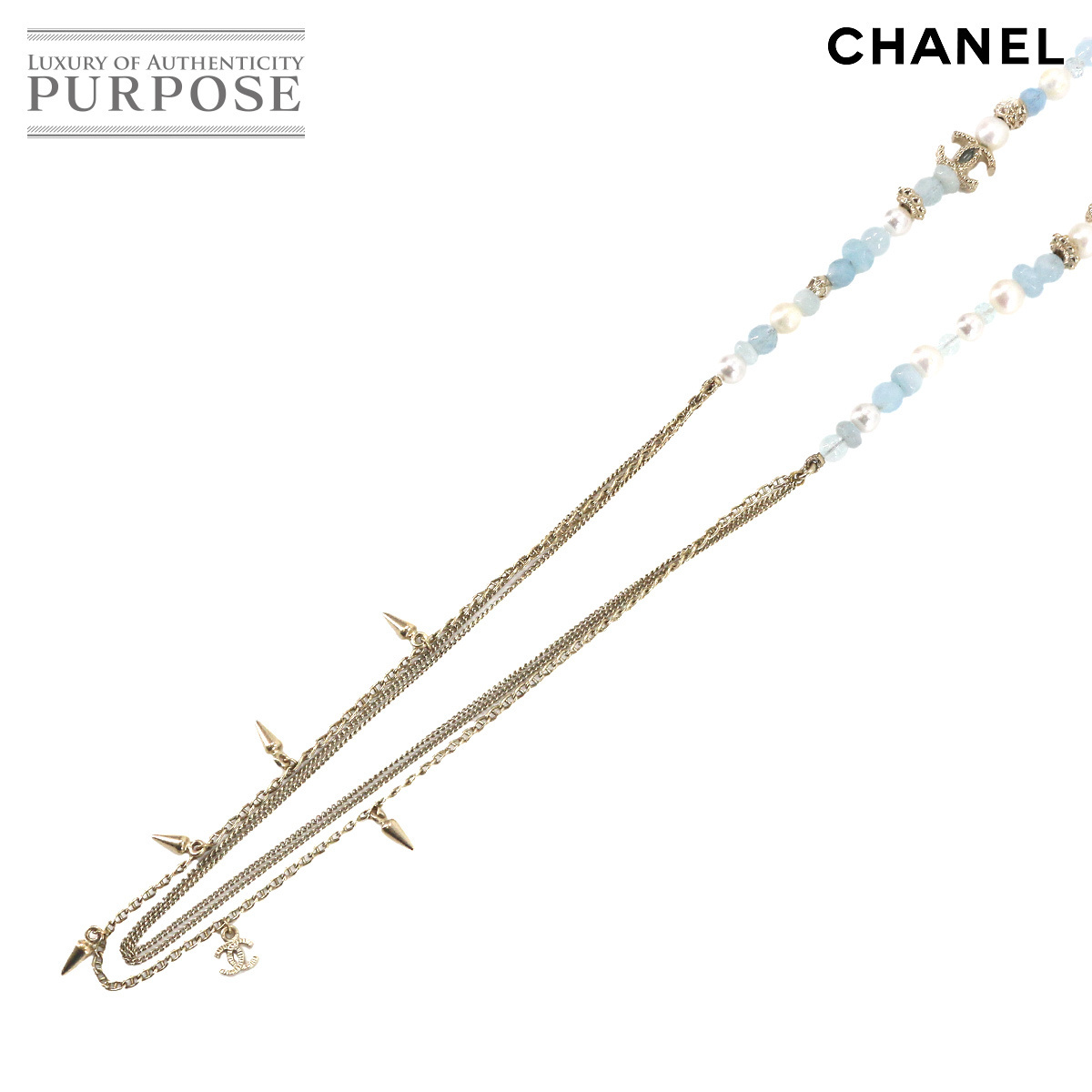 シャネル CHANEL フェイクパール カラーストーン ココマーク ロング