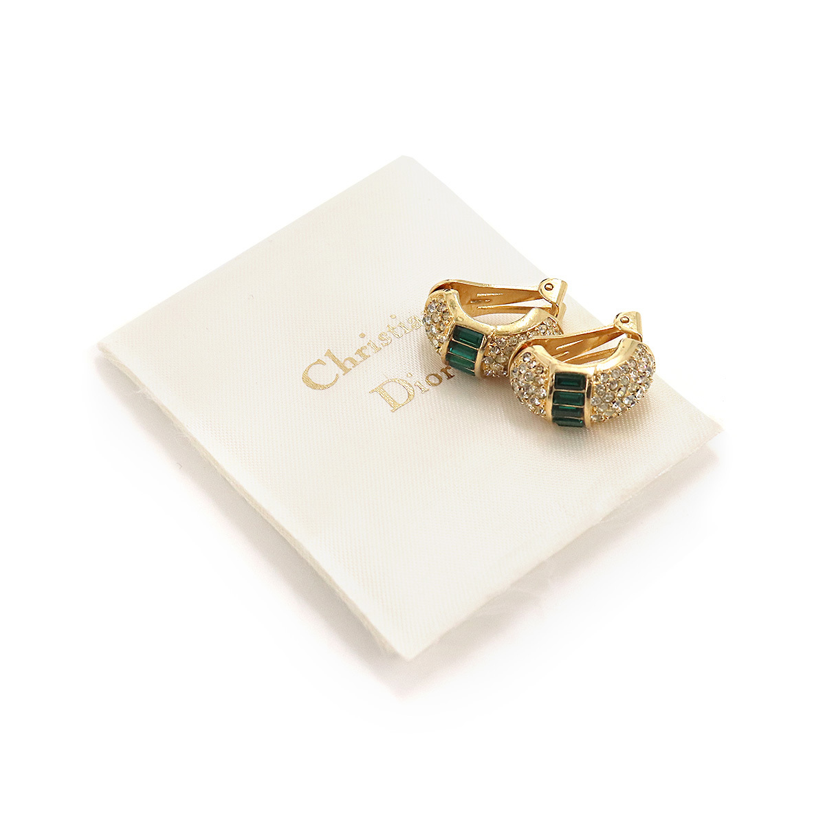 クリスチャン ディオール Chiristian Dior ラインストーン イヤリング