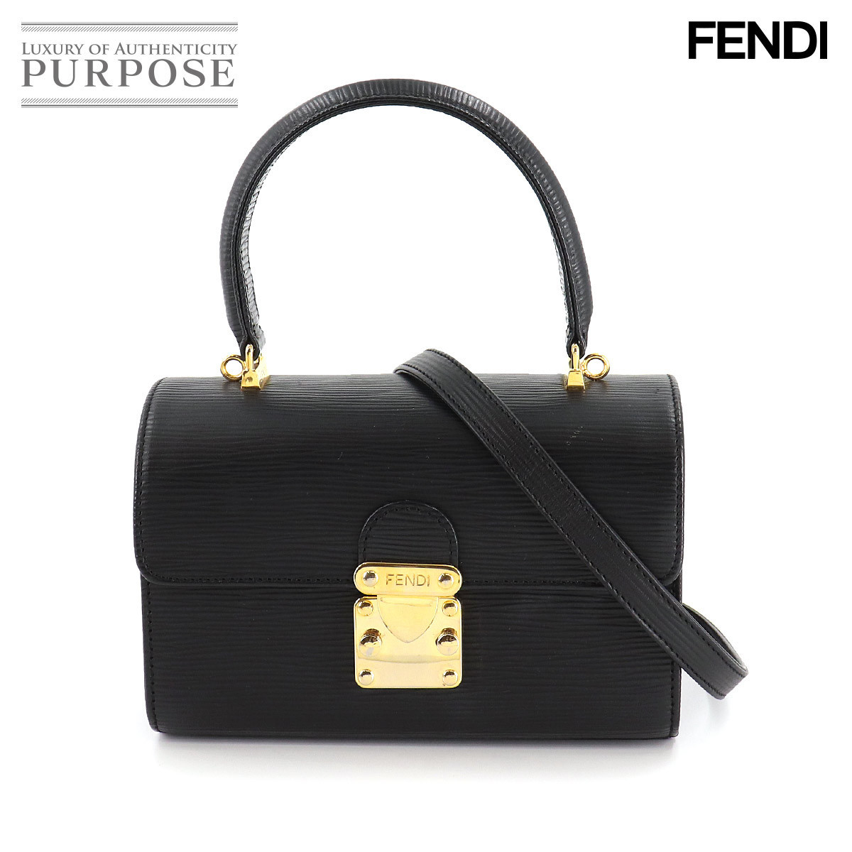 フェンディ FENDI 2way ハンド ショルダー バッグ レザー ブラック