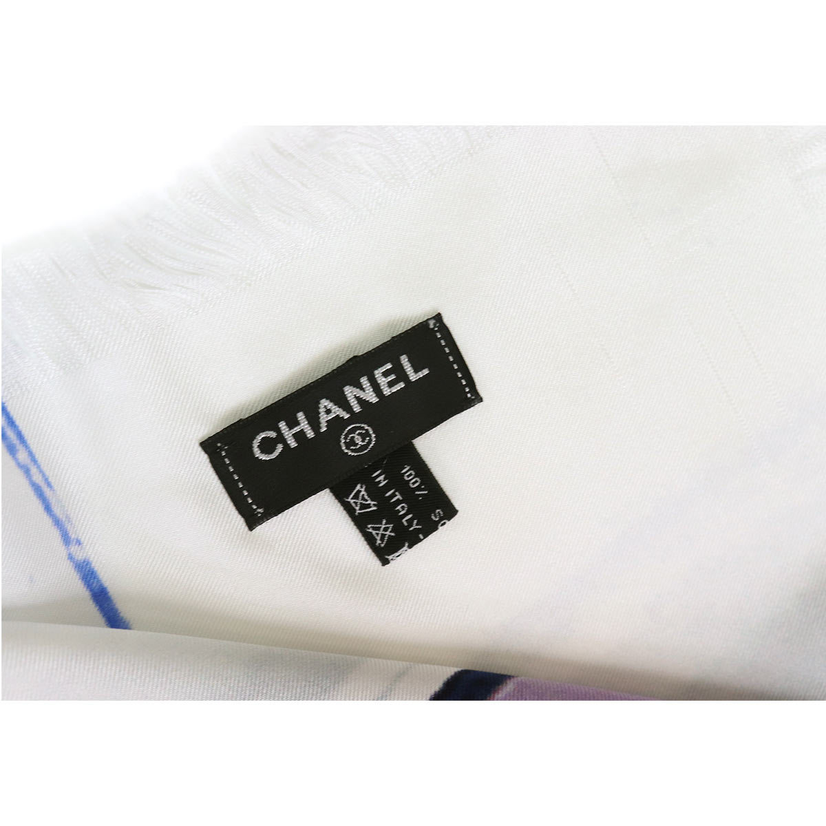 シャネル CHANEL 大判 フリンジ スカーフ ショール カー 車 Exclusive