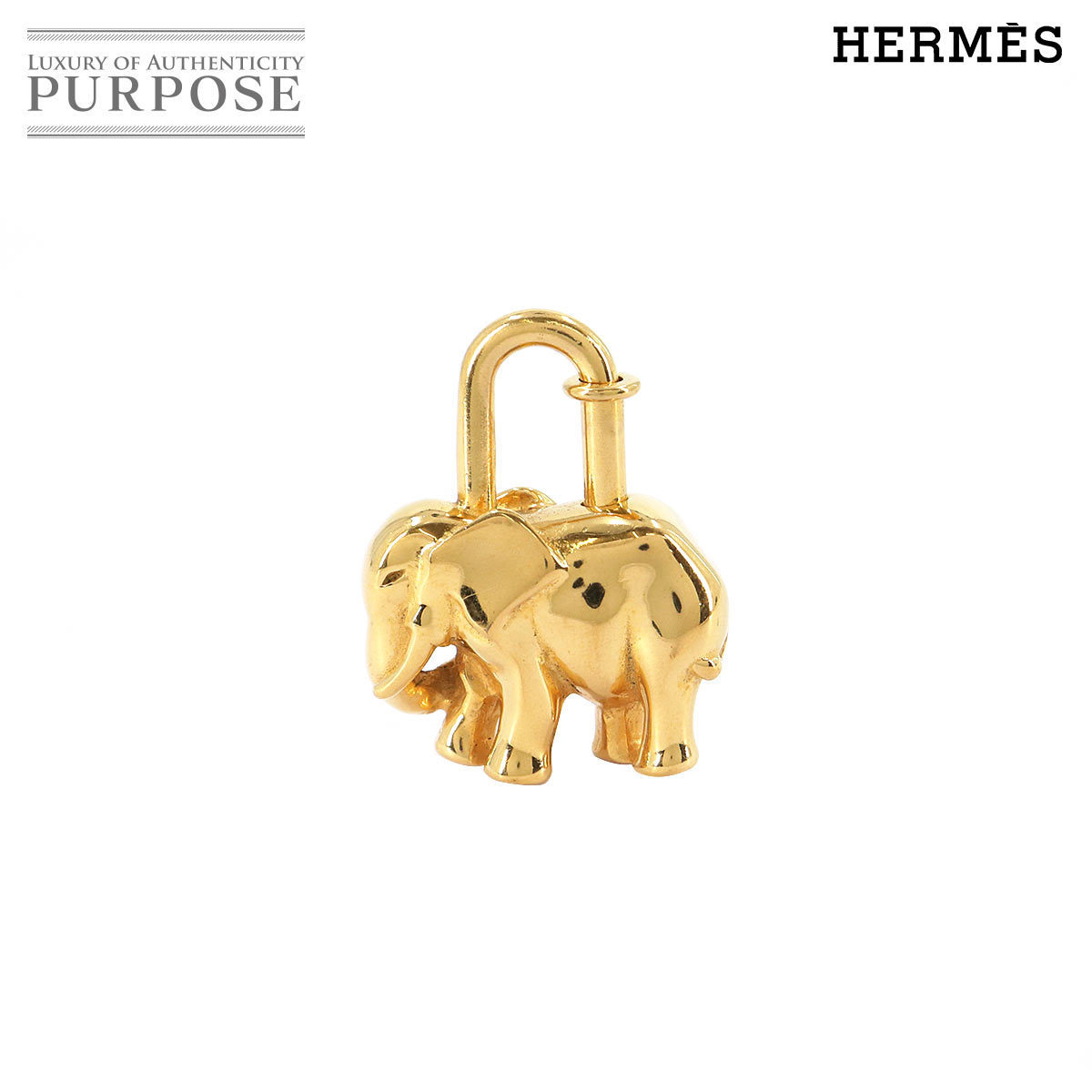 希少 HERMES エルメス カデナ チャーム 象 エレファント ゴールド-