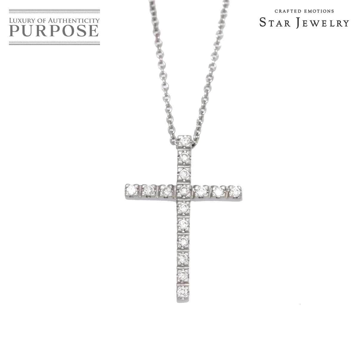 スタージュエリー Star Jewelry ダイヤ クロス ネックレス 45cm K18 WG