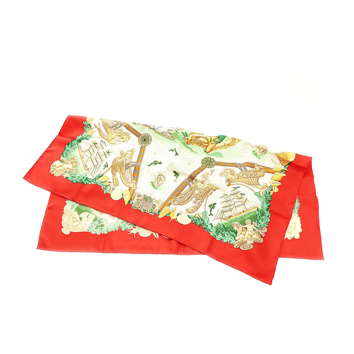 未使用 展示品 エルメス HERMES カレ 90 スカーフ MTGPSOA 帆船 シルク