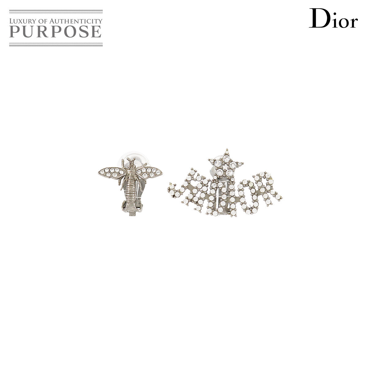 人気を誇る Dior Christian ディオール クリスチャン 新品同様 ジャディオール 90130609 J'ADIOR アクセサリー シルバー ラインストーン イヤリング 蜂 イヤリング