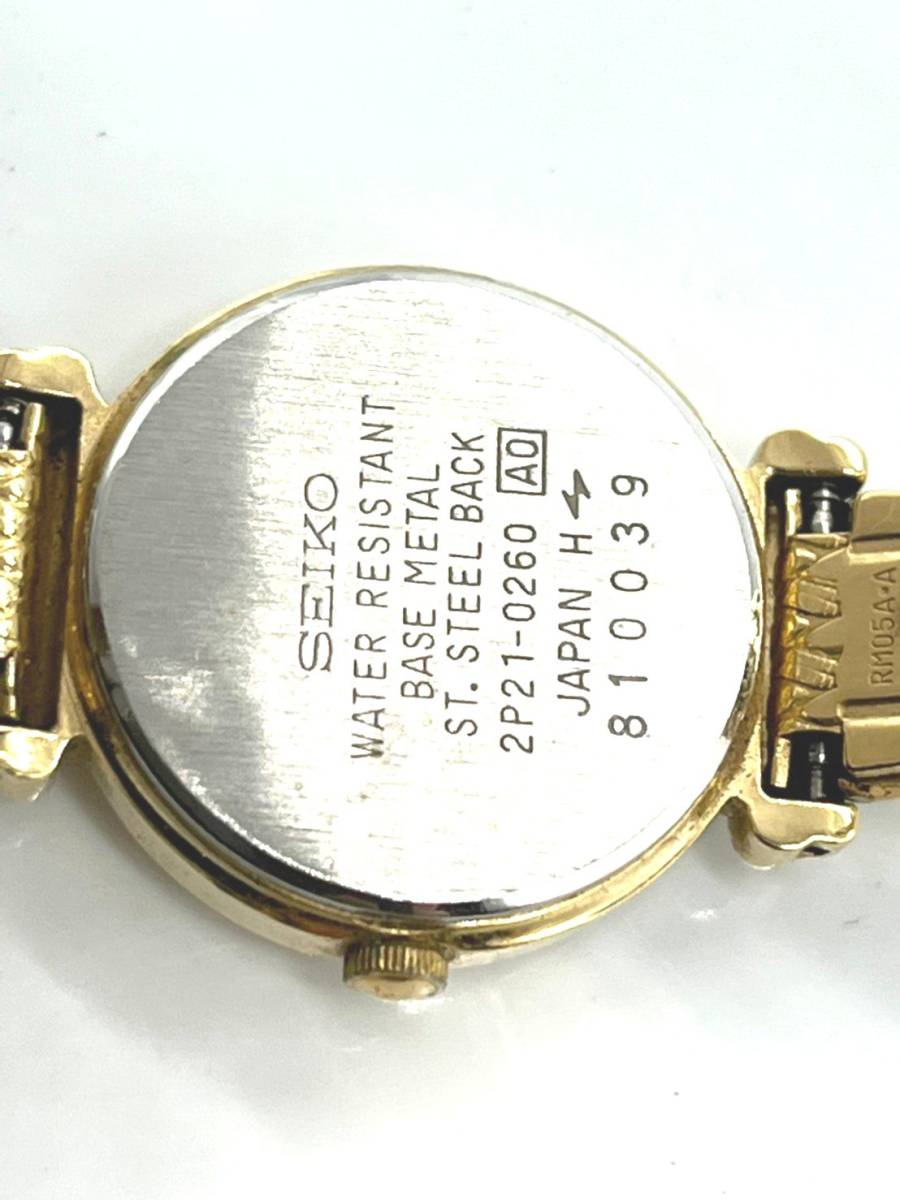 不動】SEIKO レディース ゴールド クォーツ腕時計 2P21-0260 不動】SEIKO レディース ゴールド クォーツ腕時計 2P21-0260