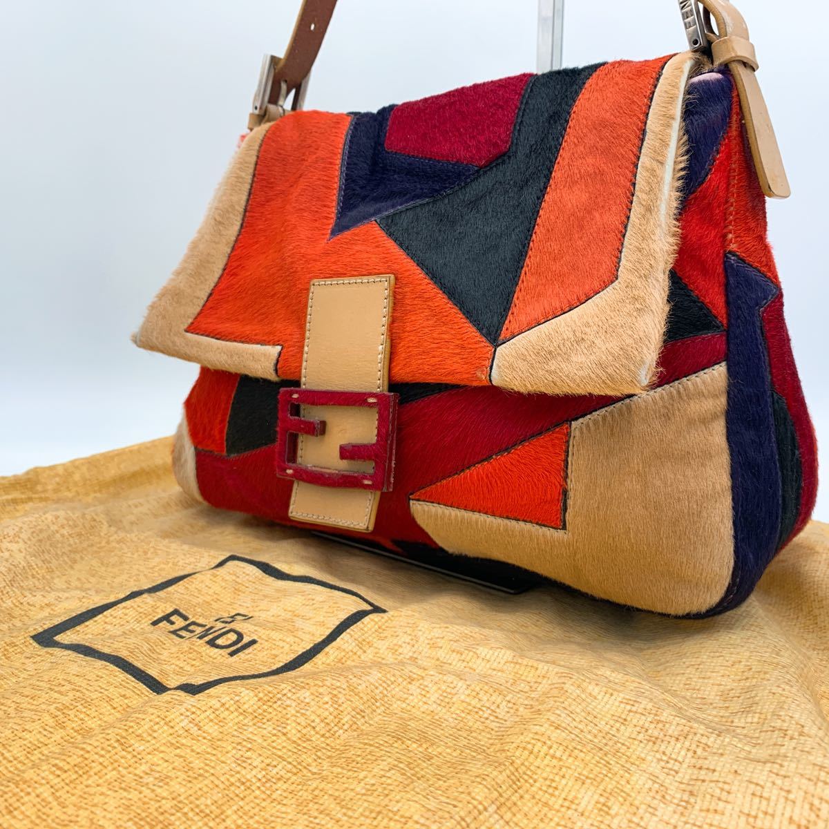 1円《廃盤品・極美品》FENDI フェンディ マンマバケット ハラコ マルチ