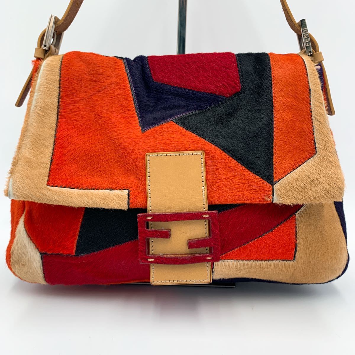 1円《廃盤品・極美品》FENDI フェンディ マンマバケット ハラコ マルチ