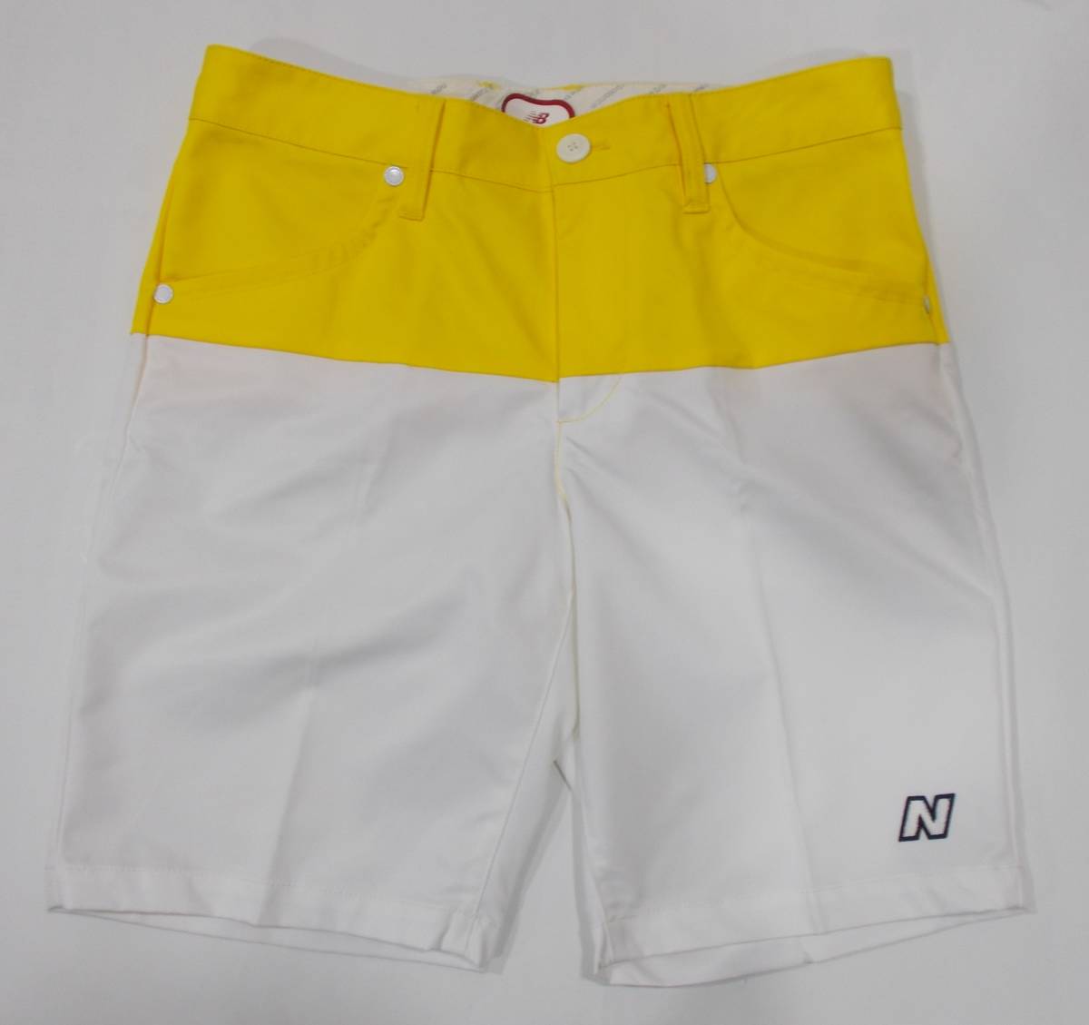 * первоклассный товар *New balance половина Golf брюки. белый & желтый [ размер 3. измерения размер. талия примерно 76cm] клик post 185 иен *