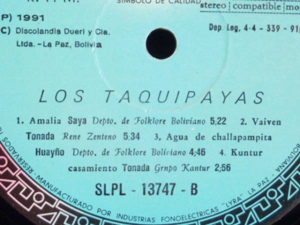 LOS TAQUIPAYAS/HUASCA CON-13747 （LP）_画像3