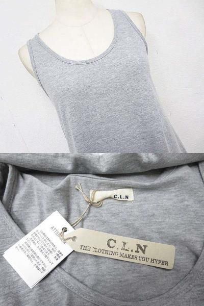 【送料無料】新品未使用 C.L.N シーエルエヌ おしゃれで可愛いノースリーブカットソー チュニック 切替 グレー 白 F ■L14743SSA17-0426_画像3