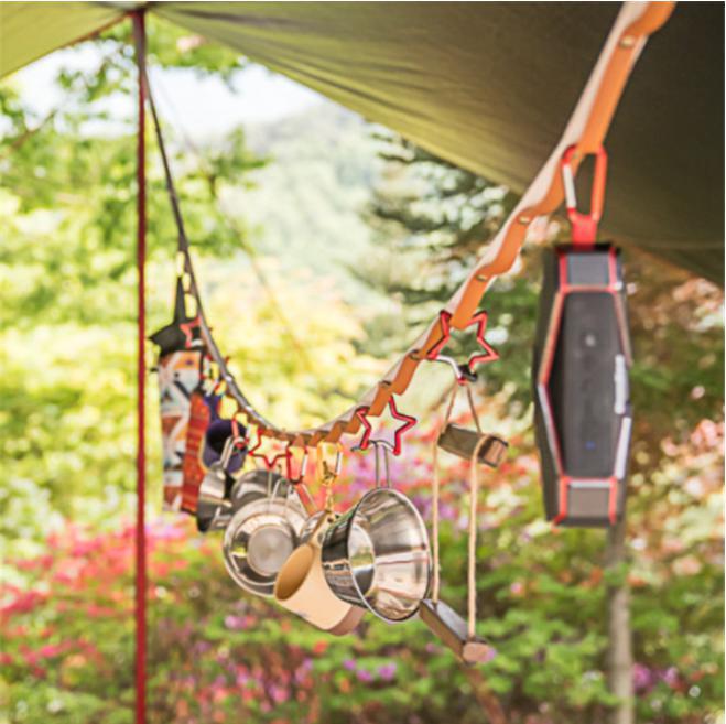 【新品】 5m ハンギングロープ ブラウン キャンプ アウトドア デイジーチェーン 吊り下げ タープ テント カップ ランタン ハンガー