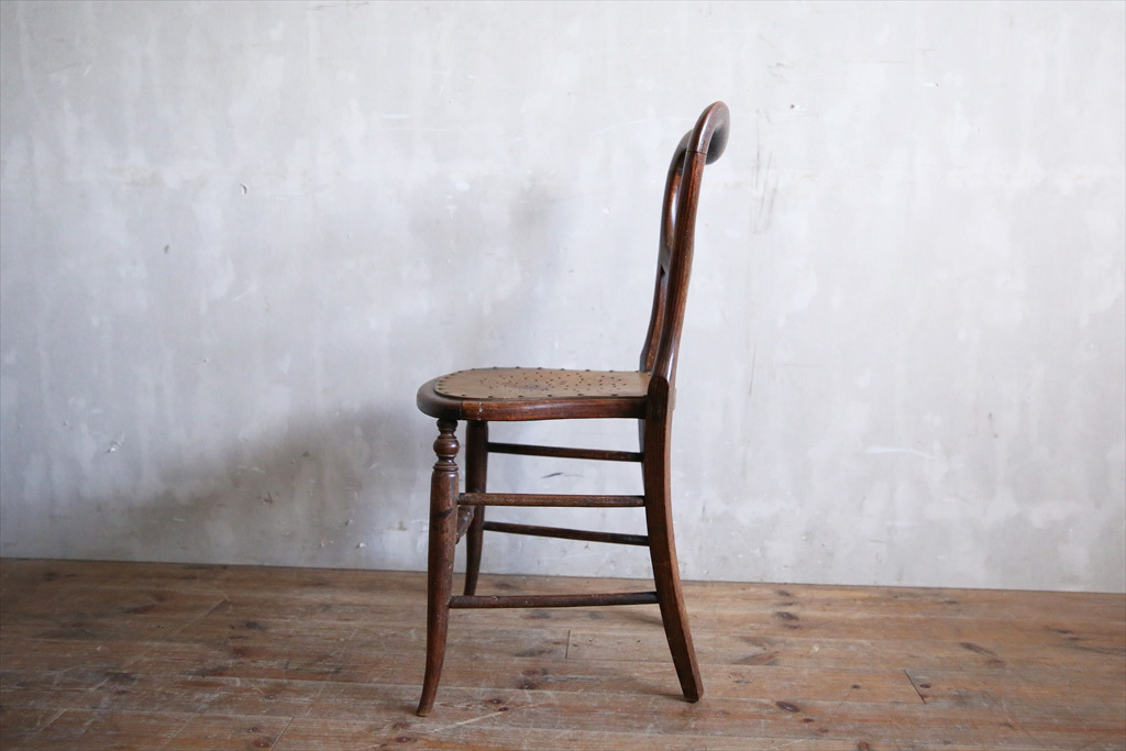 英国アンティーク 木製ダイニングチェア/椅子イス/飾り棚/おしゃれ 
