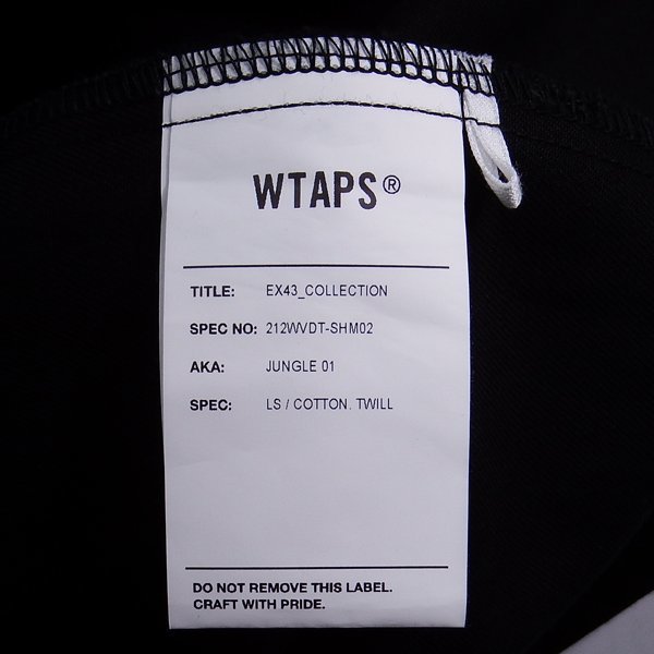 未使用品 21aw WTAPS JUNGLE 01 LS / COTTON.TWILL BLACK X03 L ダブルタップス ミリタリーシャツ ブラック