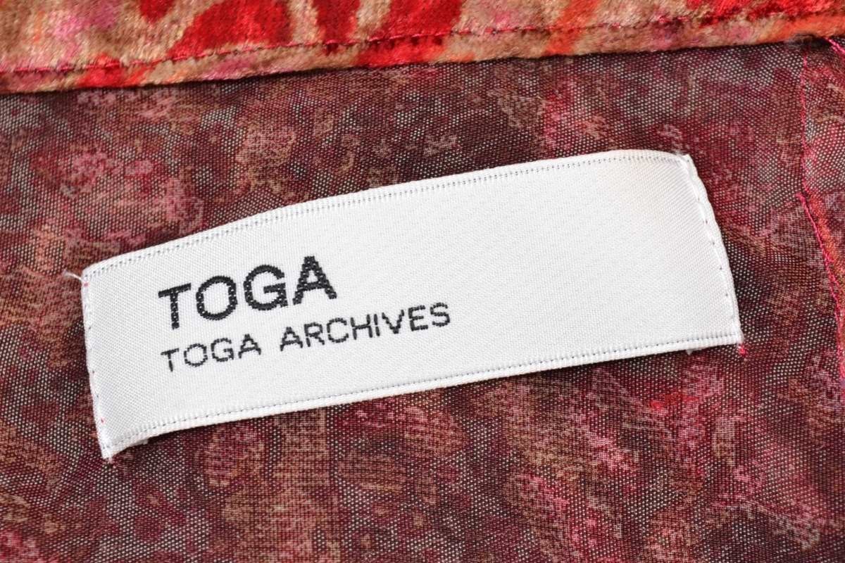 美品 TOGA ベルベット デザイン パンツ M レッド トーガ KL4Q4A49_画像6