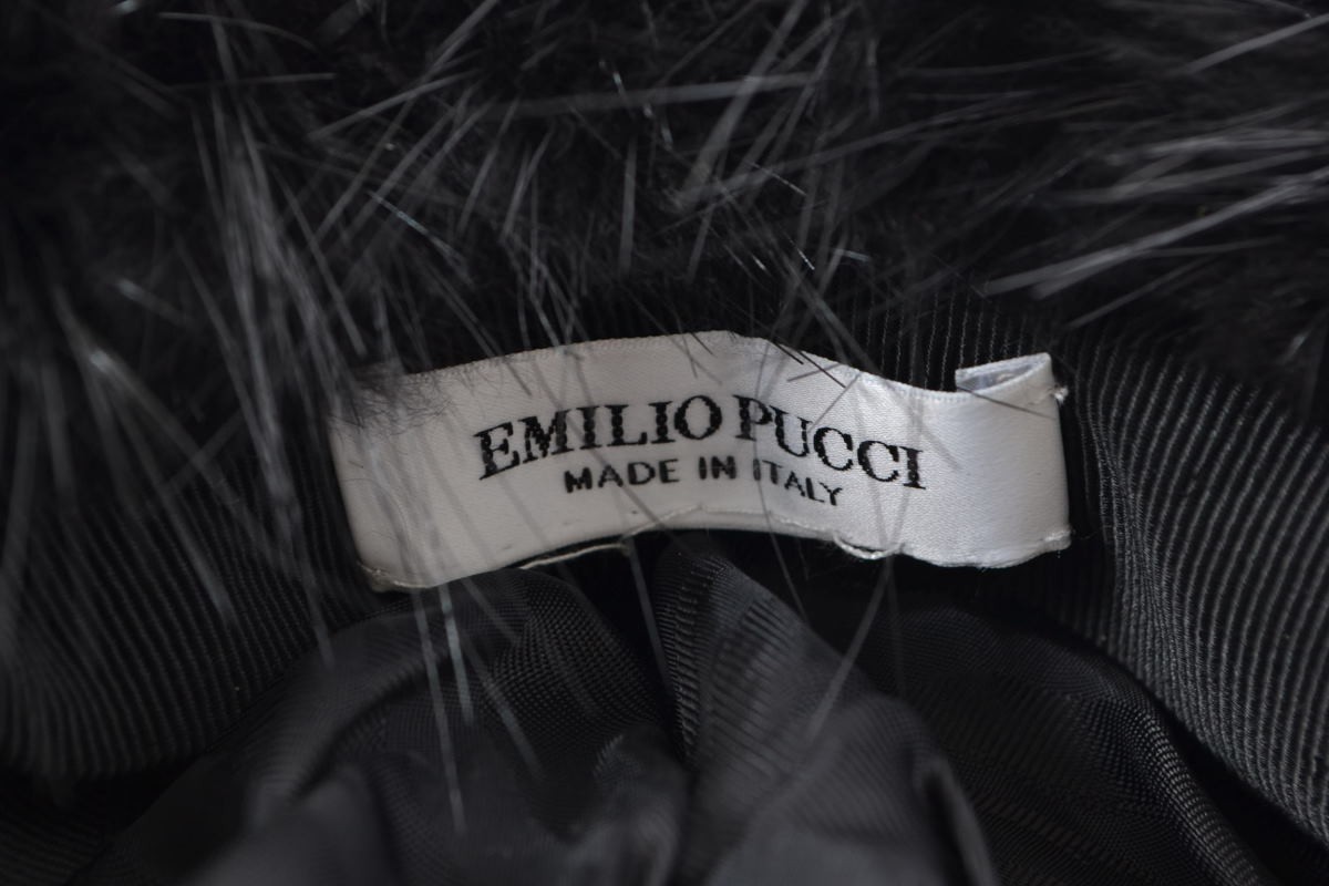  beautiful goods EMILIO PUCCI beaver fur hunting cap? black Emilio Pucci KL4QKSUB16