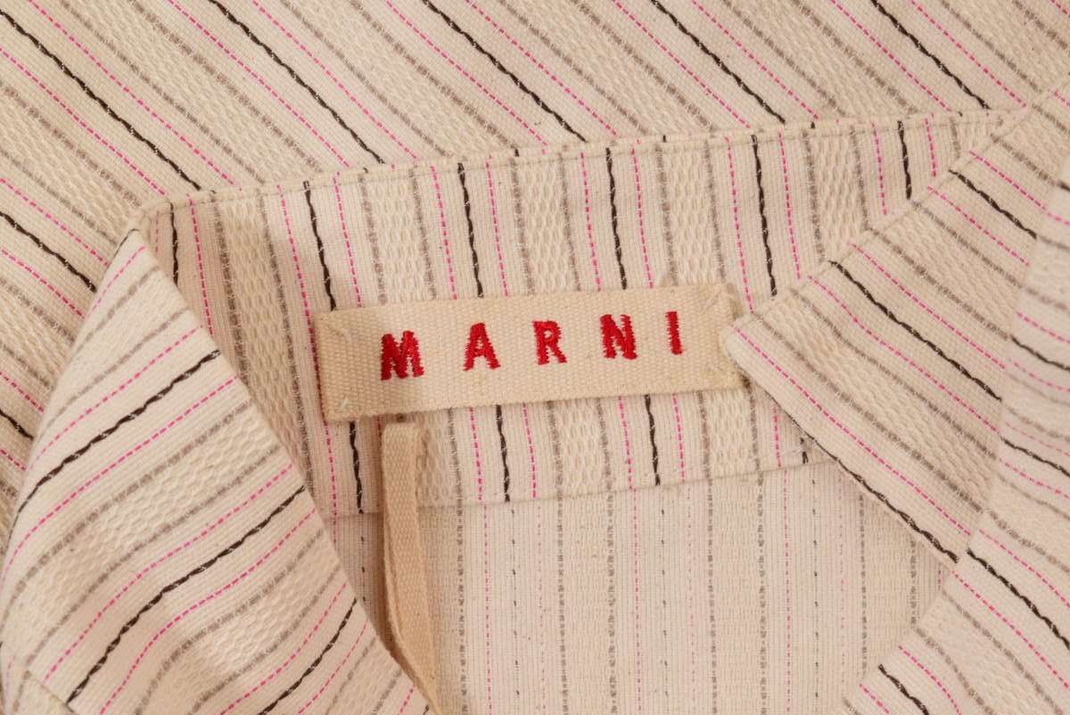 美品 MARNI ストライプ コットン デザイン スカート 38 ライトベージュ マルニ KL4QSCKL70の画像6