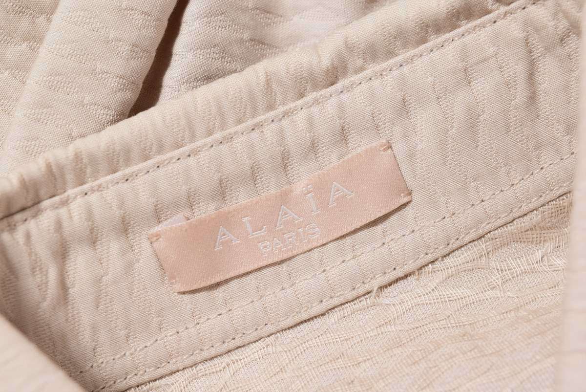 未使用 ALAIA ALVEOLE コットン ノースリーブ シャツ 36 ベージュ アライア KL4QHSAC85_画像7