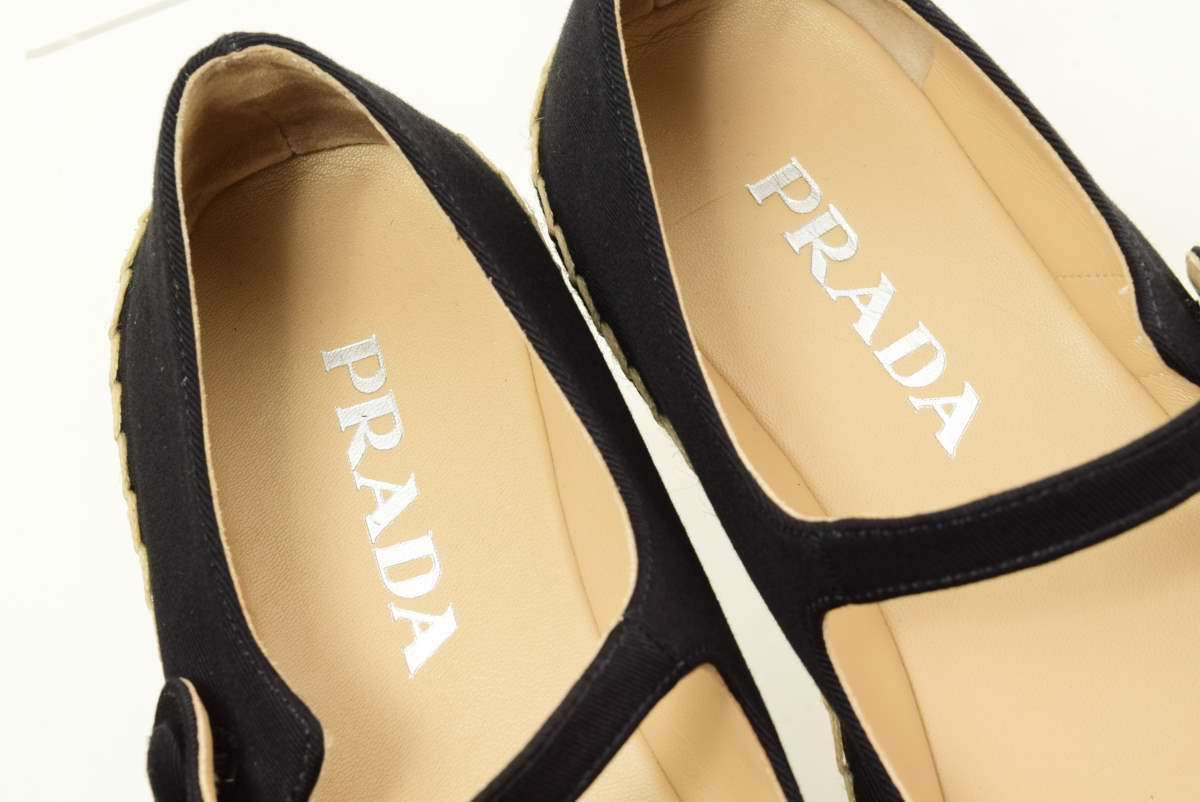 PRADA エスパドリーユ フラット シューズ 35.5 ブラック プラダ KL4CUQPL20_画像10